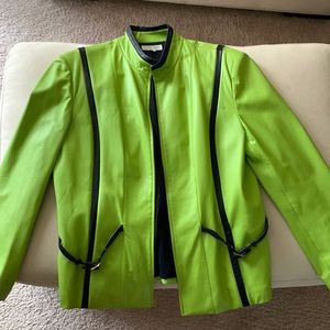 St John light green with navy trim leather jacket